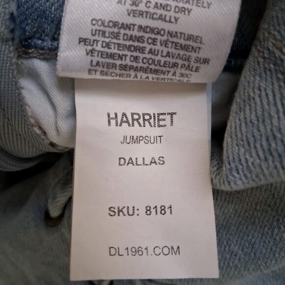 DL1961 Harriet Denim Jumpsuit Lace Tie Front in Dallas $229 Medium NWT *read - Picture 16 of 16